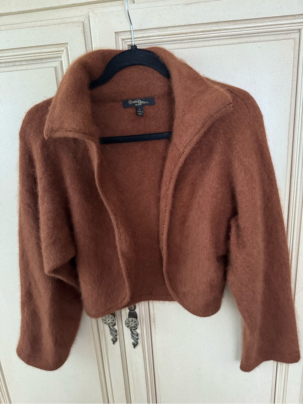 Gina Bacconi Cropped Rust Mohair-Blend Teddy Jacket
